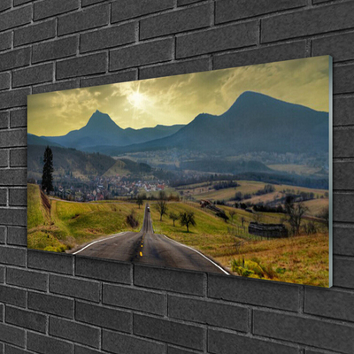 Glasbild aus Plexiglas® Straße Gebirge Landschaft