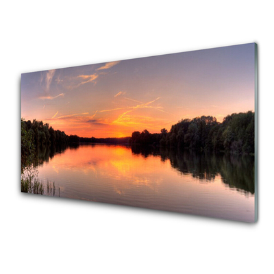 Glasbild aus Plexiglas® See Wald Landschaft