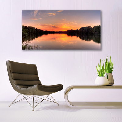 Glasbild aus Plexiglas® See Wald Landschaft