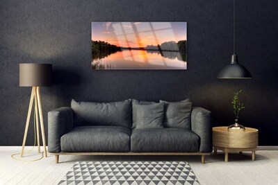 Glasbild aus Plexiglas® See Wald Landschaft