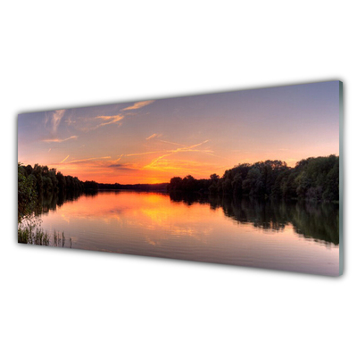 Glasbild aus Plexiglas® See Wald Landschaft