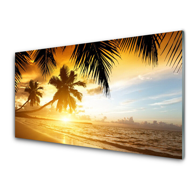 Glasbild aus Plexiglas® Strand Palmen Meer Landschaft