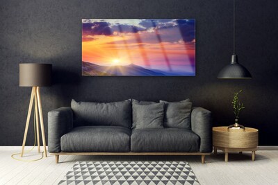 Glasbild aus Plexiglas® Sonne Gebirge Landschaft