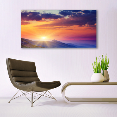 Glasbild aus Plexiglas® Sonne Gebirge Landschaft