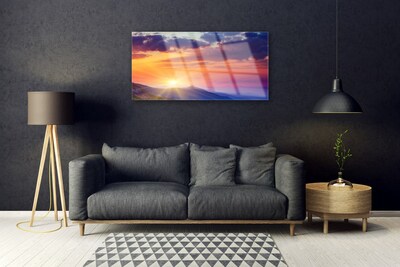 Glasbild aus Plexiglas® Sonne Gebirge Landschaft