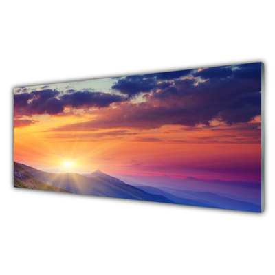 Glasbild aus Plexiglas® Sonne Gebirge Landschaft
