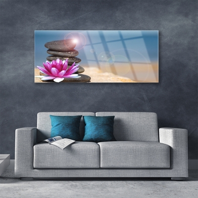 Glasbild aus Plexiglas® Steine Blume Kunst