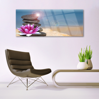 Glasbild aus Plexiglas® Steine Blume Kunst