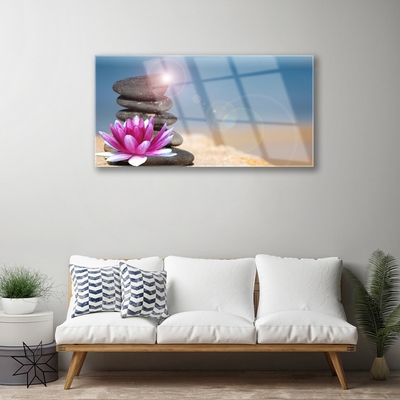 Glasbild aus Plexiglas® Steine Blume Kunst