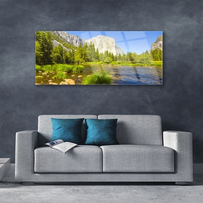 Glasbild aus Plexiglas® See Gebirge Wald Natur