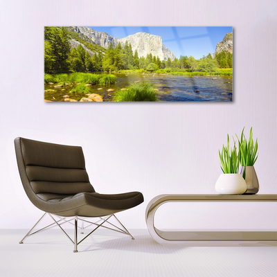 Glasbild aus Plexiglas® See Gebirge Wald Natur