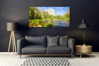 Glasbild aus Plexiglas® See Gebirge Wald Natur