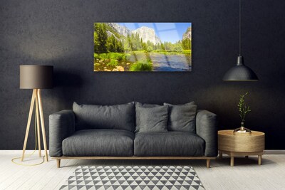 Glasbild aus Plexiglas® See Gebirge Wald Natur