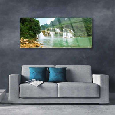 Glasbild aus Plexiglas® Wald Wasserfall Landschaft