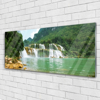 Glasbild aus Plexiglas® Wald Wasserfall Landschaft
