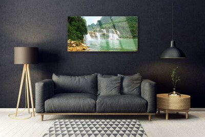 Glasbild aus Plexiglas® Wald Wasserfall Landschaft