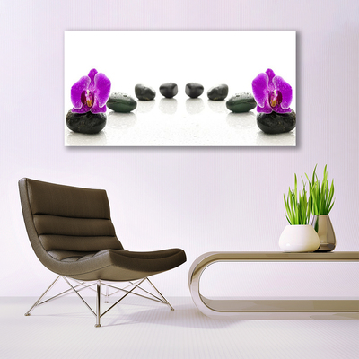 Glasbild aus Plexiglas® Blumen Steine Kunst