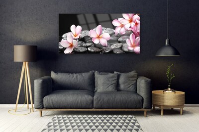 Glasbild aus Plexiglas® Blumen Steine Pflanzen