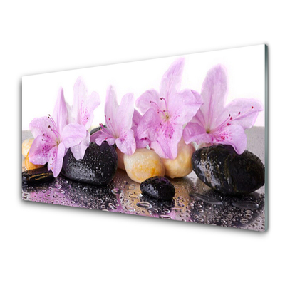 Glasbild aus Plexiglas® Blumen Steine Pflanzen