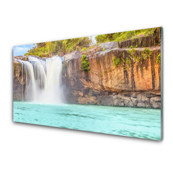 Glasbild aus Plexiglas® Wasserfall See Landschaft