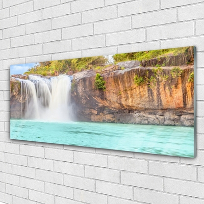 Glasbild aus Plexiglas® Wasserfall See Landschaft