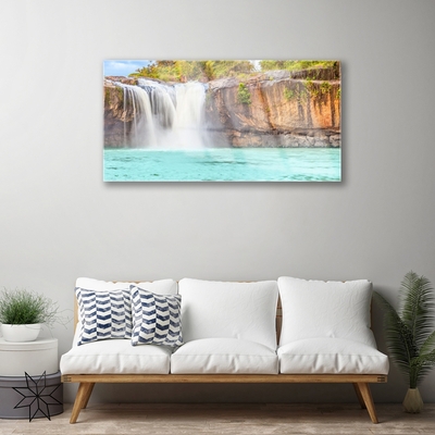 Glasbild aus Plexiglas® Wasserfall See Landschaft