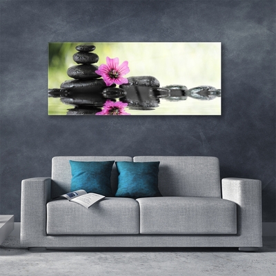 Glasbild aus Plexiglas® Blume Steine Kunst