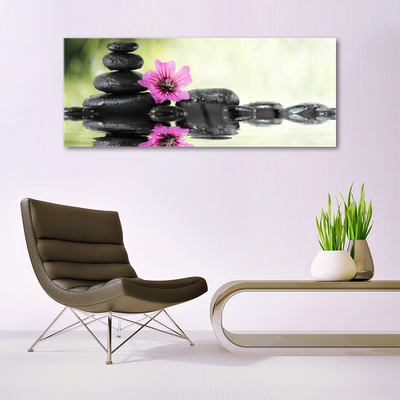 Glasbild aus Plexiglas® Blume Steine Kunst