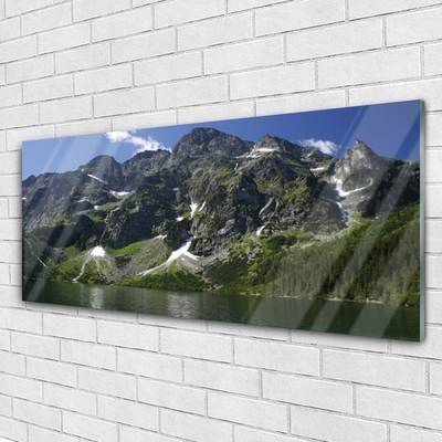 Glasbild aus Plexiglas® Gebirge See Wald Landschaft