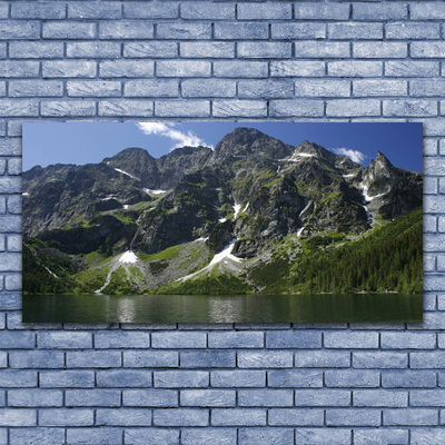 Glasbild aus Plexiglas® Gebirge See Wald Landschaft