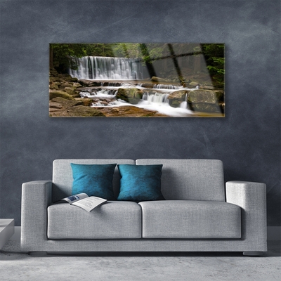 Glasbild aus Plexiglas® Wasserfall Wald Natur