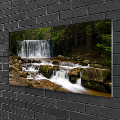 Glasbild aus Plexiglas® Wasserfall Wald Natur