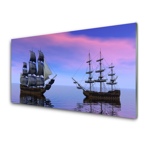 Glasbild aus Plexiglas® Boote Meer Landschaft