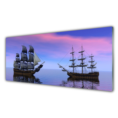 Glasbild aus Plexiglas® Boote Meer Landschaft