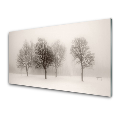 Glasbild aus Plexiglas® Schnee Bäume Landschaft