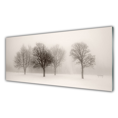Glasbild aus Plexiglas® Schnee Bäume Landschaft
