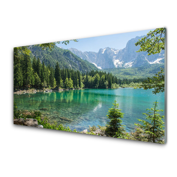 Tulup Wandbilder Glasbilder Dekobild 120x60 Gebirge See Wald Natur 
