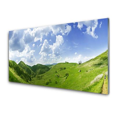 Glasbild aus Plexiglas® Gebirge Wiese Natur
