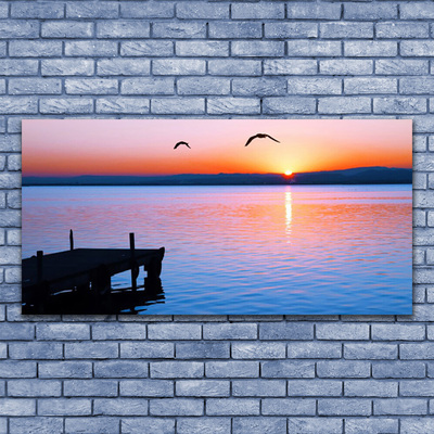 Glasbild aus Plexiglas® Meer Brücke Sonne Landschaft