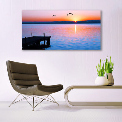 Glasbild aus Plexiglas® Meer Brücke Sonne Landschaft