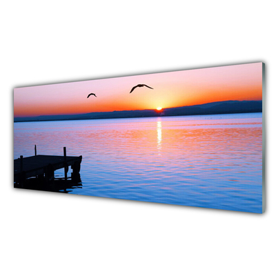 Glasbild aus Plexiglas® Meer Brücke Sonne Landschaft