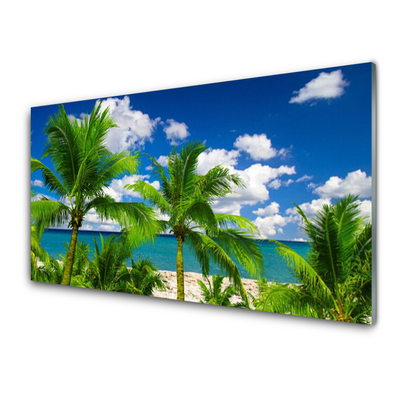 Glasbild aus Plexiglas® Meer Palmen Landschaft