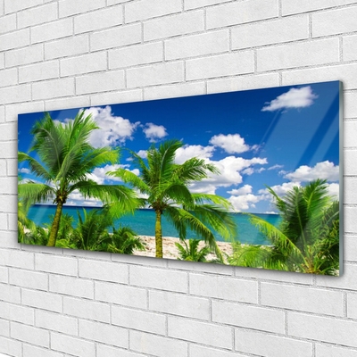 Glasbild aus Plexiglas® Meer Palmen Landschaft