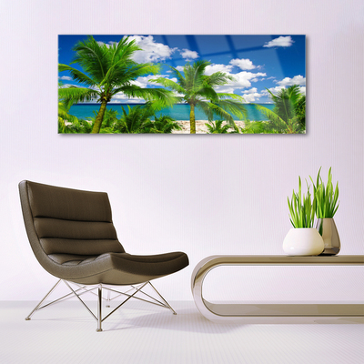 Glasbild aus Plexiglas® Meer Palmen Landschaft