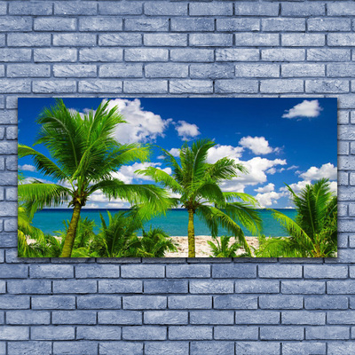 Glasbild aus Plexiglas® Meer Palmen Landschaft