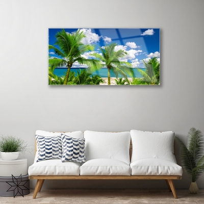 Glasbild aus Plexiglas® Meer Palmen Landschaft