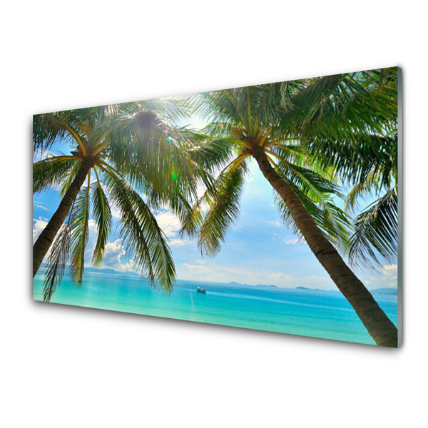 Glasbild aus Plexiglas® Palmen Meer Landschaft