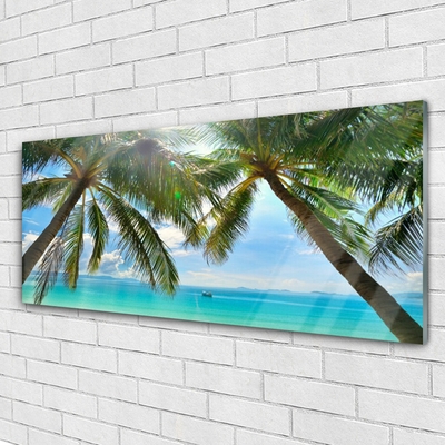 Glasbild aus Plexiglas® Palmen Meer Landschaft