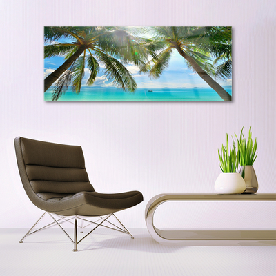 Glasbild aus Plexiglas® Palmen Meer Landschaft