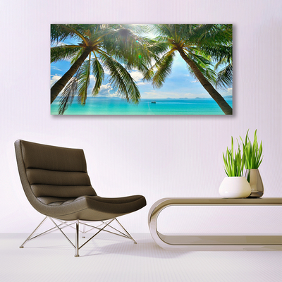 Glasbild aus Plexiglas® Palmen Meer Landschaft